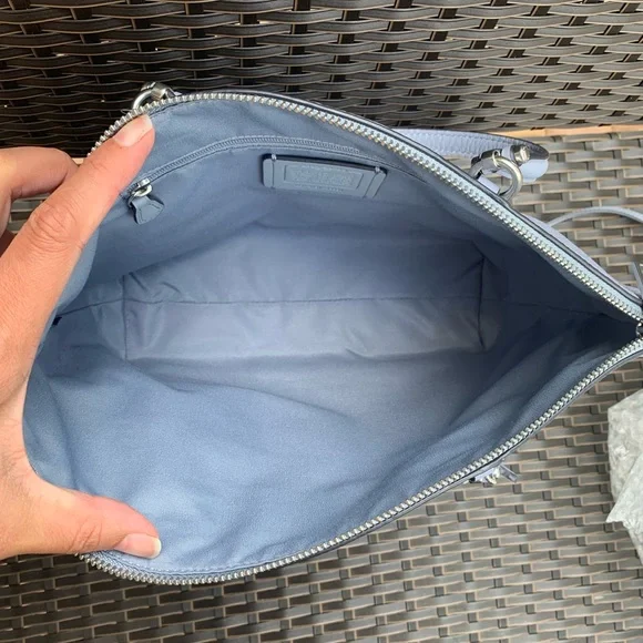 Coach Light Gray Leather Tote Bag - Picture 9 of 10